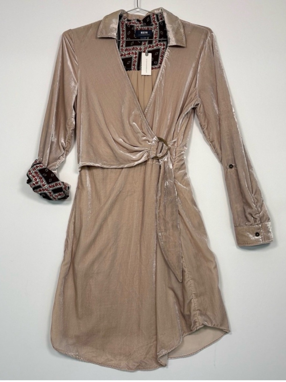NWT Maeve by Anthropologie Ivory Velvet Wrap Dress Size 10